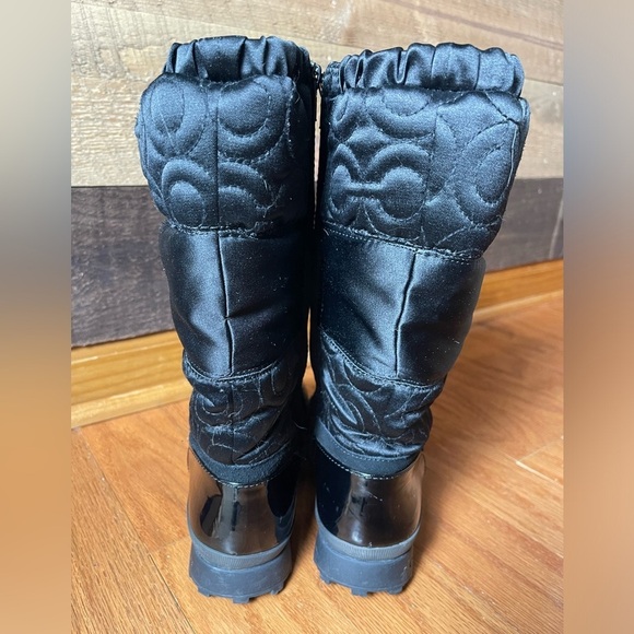 Coach Patent Leather & Signature Fabic Black Drexel Slip On Snow Boots Size 7B - Picture 4 of 6